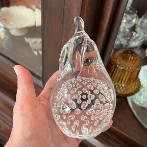 Handblown Bullicante Pear Swedish Paperweight Art Glass by FM Ronneby
